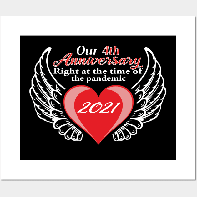 4th Anniversary pandemic 2021 winged lovers Wall Art by Mrtstore